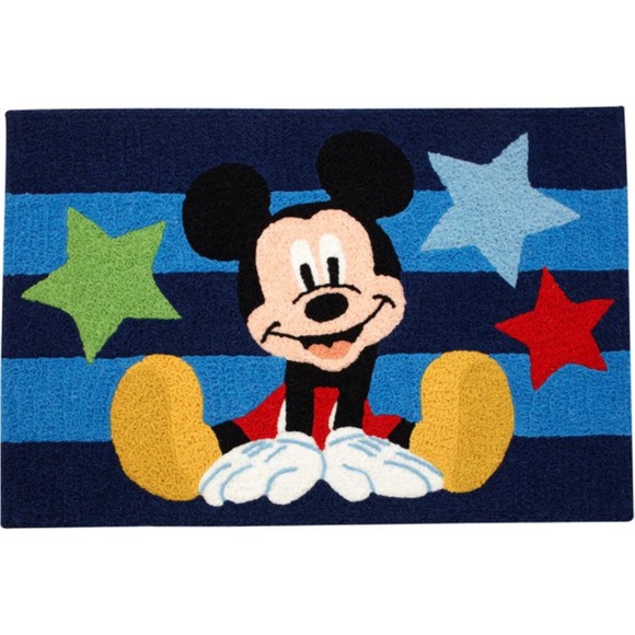 Disney Other - Mickey Mouse Rectangular Blue w/Stars Toddler Rug